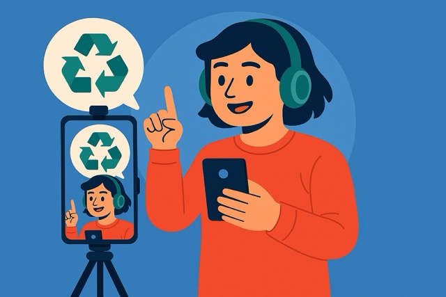 Young activist recording a TikTok video for a social cause campaign
